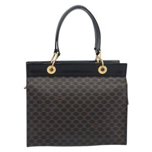 Celine Vintage Macadam Canvas Black Pvc Backpack Bag